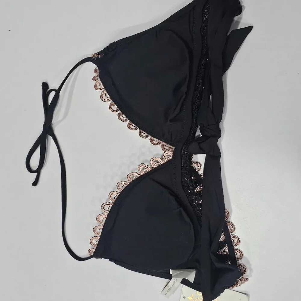Becca Layla Crochet-Trim Halter Bikini Top
